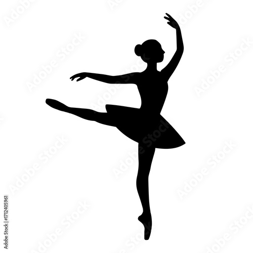 Silhouette of a ballerina on a white background