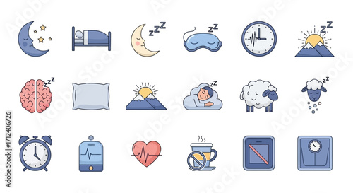 Sleep and Wellness Icons.