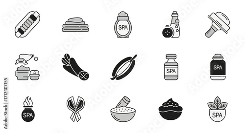 Spa and Wellness Icons Collection for Relaxation and Self-Care.
