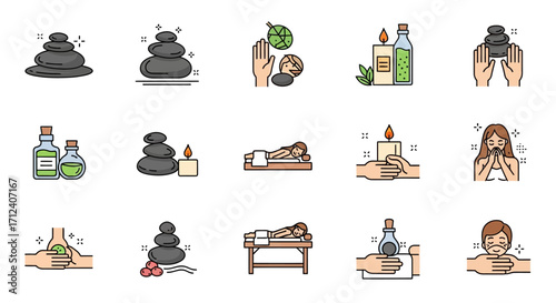Spa and Wellness Icons - A Collection of Relaxation and Self-Care.
