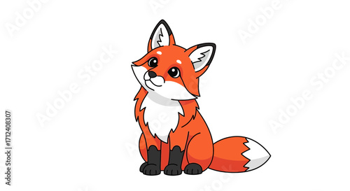 Adorable Cartoon Fox Illustration for Children's Storybooks and Educational Materials