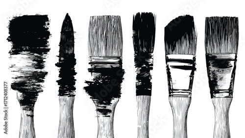 Professional Black and White Stencil Brush Set for Urban Design Projects