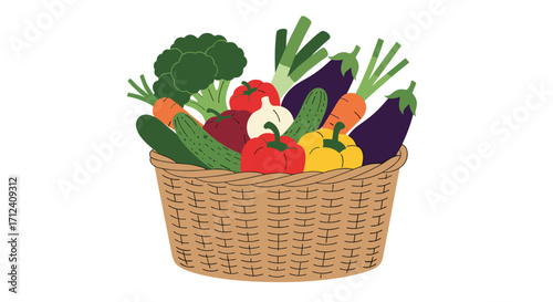 A bountiful basket filled with fresh and vibrant garden vegetables.