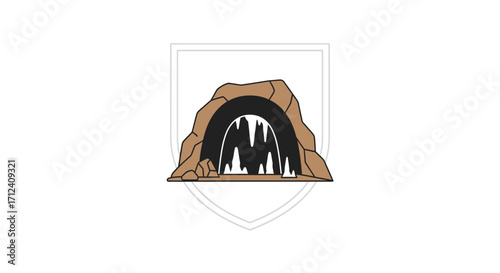 Stylized Illustration of a Rocky Cave Entrance.