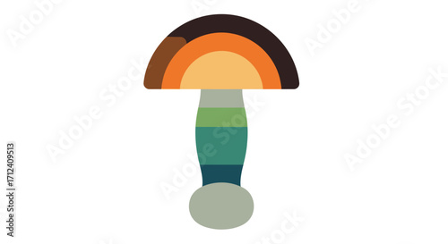 Stylized Mushroom Illustration with Colorful Segments.