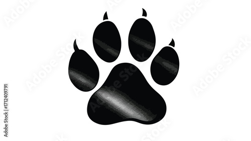 Elegant Black Paw Print on White Background: Professional Animal Illustration