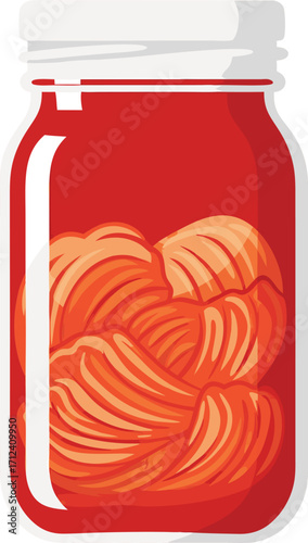 Traditional Kimchi Jar with Pickled Fermented Vegetables for Korean Cuisine and Homemade Recipes