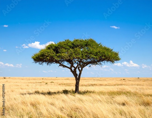 Single tree in vast savanna