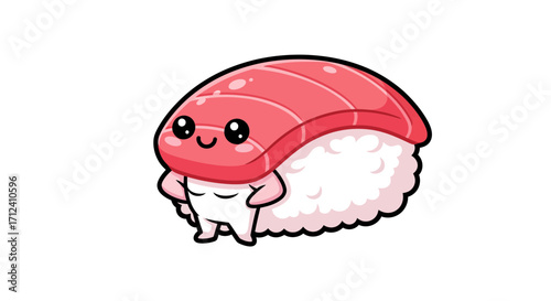 Cute Sushi Character with a Smiling Face A Kawaii Food Illustration