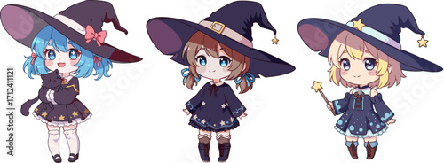 Cute Witch Girls Illustration Whimsical and Enchanting Characters