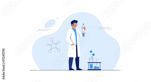 A Scientist Conducting Experimentation In A Laboratory, Visualizing Chemical Reactions In Process