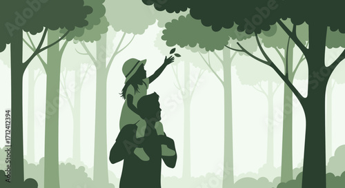 A Child's Joyful Reach For Nature During An Affectionate Woodland Adventure