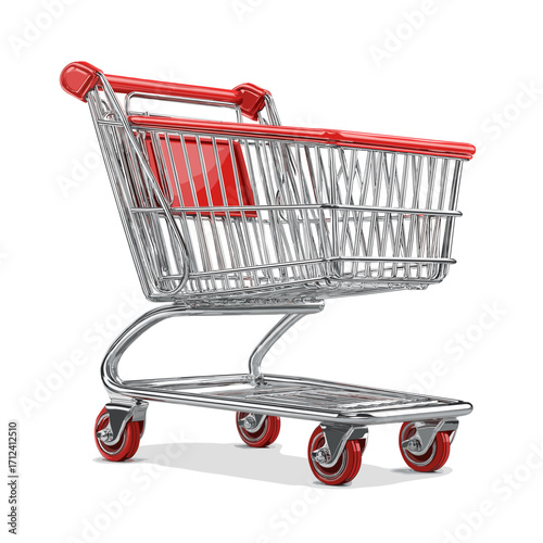 Empty Shopping Cart on White Background Retail, Commerce, and Consumerism Concept