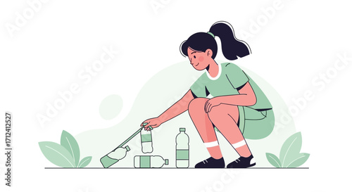 A Volunteer Picking Up Trash and Discarded Plastic Bottles In The Field, Clean Up The Area