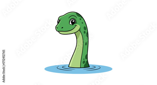 Adorable Cartoon Nessie Loch Ness Monster Illustration