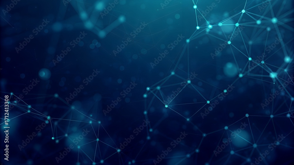 Fototapeta premium Blue network connections background with glowing nodes