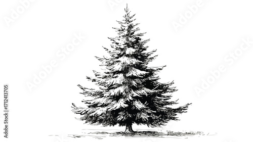 Hand Drawn Christmas Tree Vector Illustration for Festive Designs