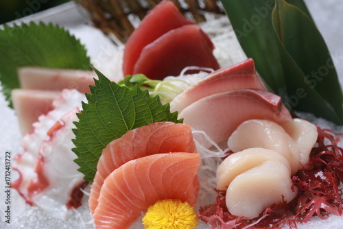 Close up a sashimi on dish