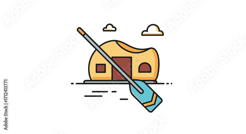 Unique Houseboat Design Paddle Watercraft.