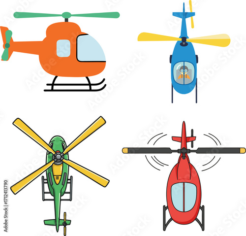 Whimsical Helicopters A Cartoon Collection of Aviation Fun and Adventure