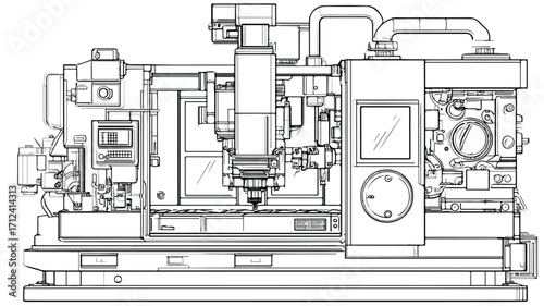 Precision CNC Machine Outline Drawing for Industrial Use