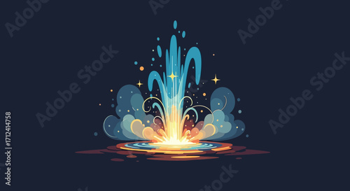 Vibrant blue energy burst eruption explosion.