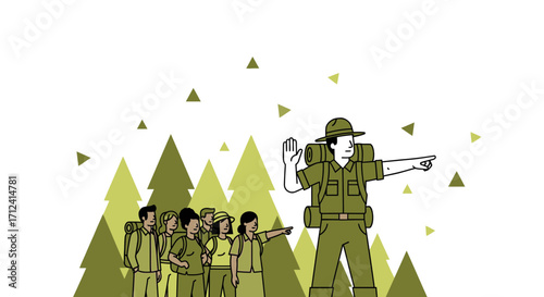 A Forest Guide Leads Tourists Through A Natural Environment Adventure Trip