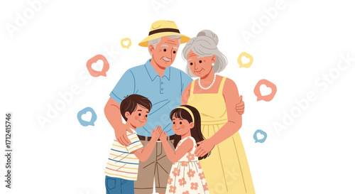 A Heartwarming Illustration Of A Family, Embracing, Showing Joy, Happiness And Love