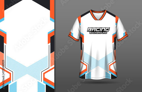 Racing sport jersey design with geometric background
