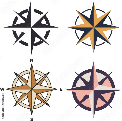 Navigational Stars A Set of Diverse Compass Rose Designs for Wayfinding and Exploration