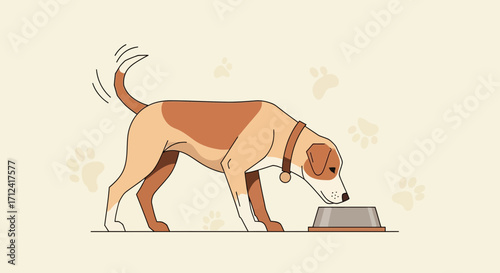 Adorable Canine Anticipation: A Charming Pet Drawn to Its Mealtime Bowl Delightfully