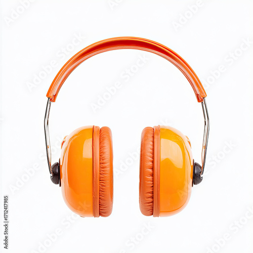 Orange ear protection headphones with soft cushions for comfort