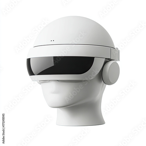 Virtual reality headset white mannequin head with futuristic design