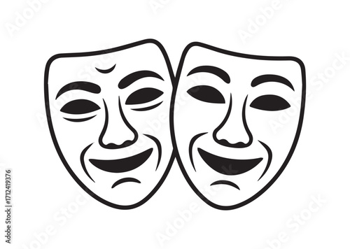 Theatrical masks line art Vector