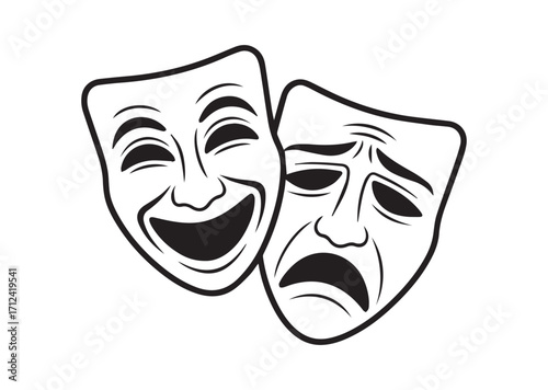 Theatrical masks line art Vector