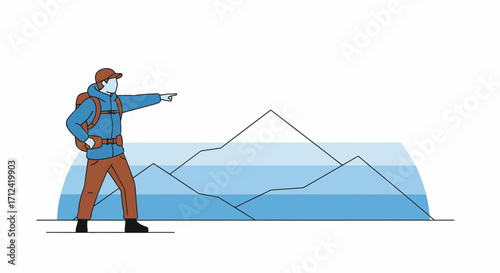 Adventure Seeker Points Towards Majestic Peaks Depicting Exploration And Discovery Journey