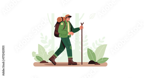 Adventurer Explores Nature's Trails, Embracing Scenic Views and Peaceful Moments on Hikes