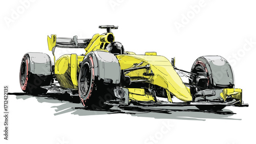 Speedy F1 Race Car Vector Illustration on Isolated Background