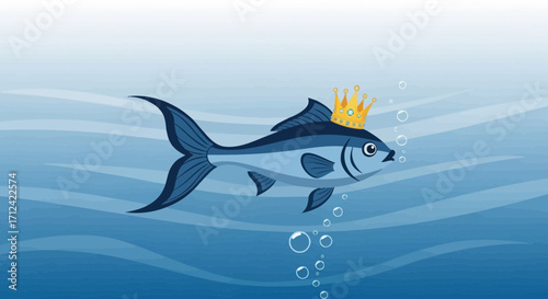 An Aquatic Monarch's Regal Journey in Mesmerizing Underwater Ambiance