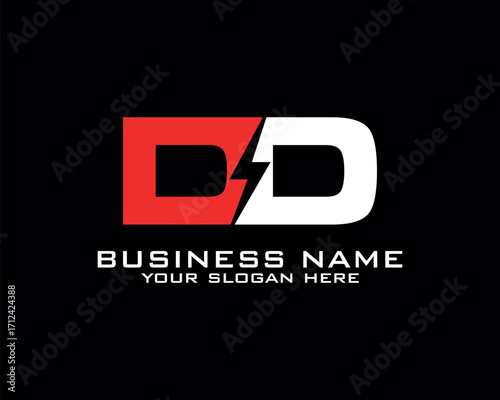 Initial B D logo concept with electric template vector