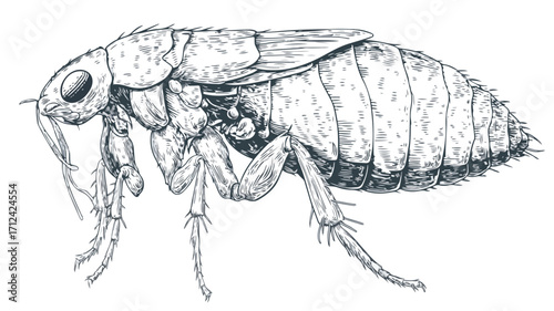 Tiny Flea Jumping with Bumpy Texture - Vector Illustration for Projects