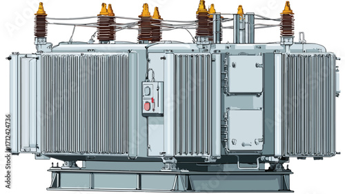 High-Voltage Power Transformer in Flat Vector Design