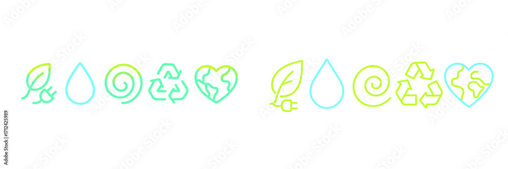 Fototapeta premium Colorful eco-friendly symbols represent sustainability concepts in a modern design for an environmental campaign or initiative