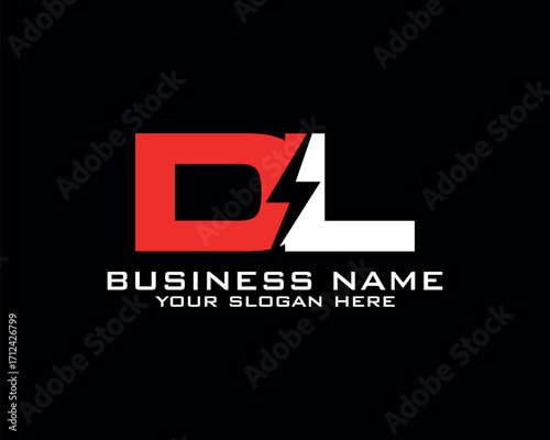 Initial D L logo concept with electric template vector