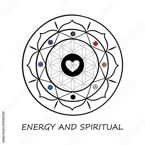Spiritual Healing Energy Balance Symbol Hand Drawn Vector