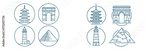 Exploration of iconic landmarks showcasing architecture from various cultures and regions
