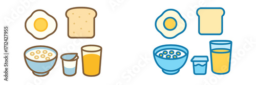 Breakfast options featuring eggs, bread, and cereals for a healthy start to the day