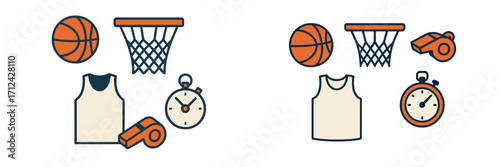Bright and colorful basketball equipment set for sports enthusiasts and training sessions