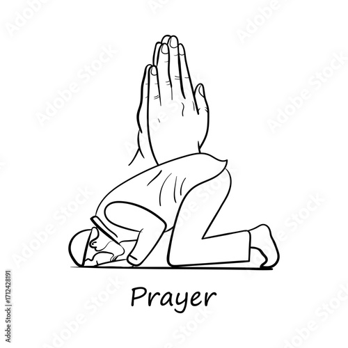 Prayer Pose Spiritual Faith Sacred Energy Hand Drawn Vector