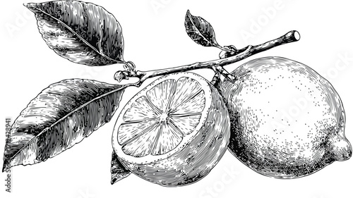 Detailed Hand Drawn Ink Sketch Vector Illustration of Lemon